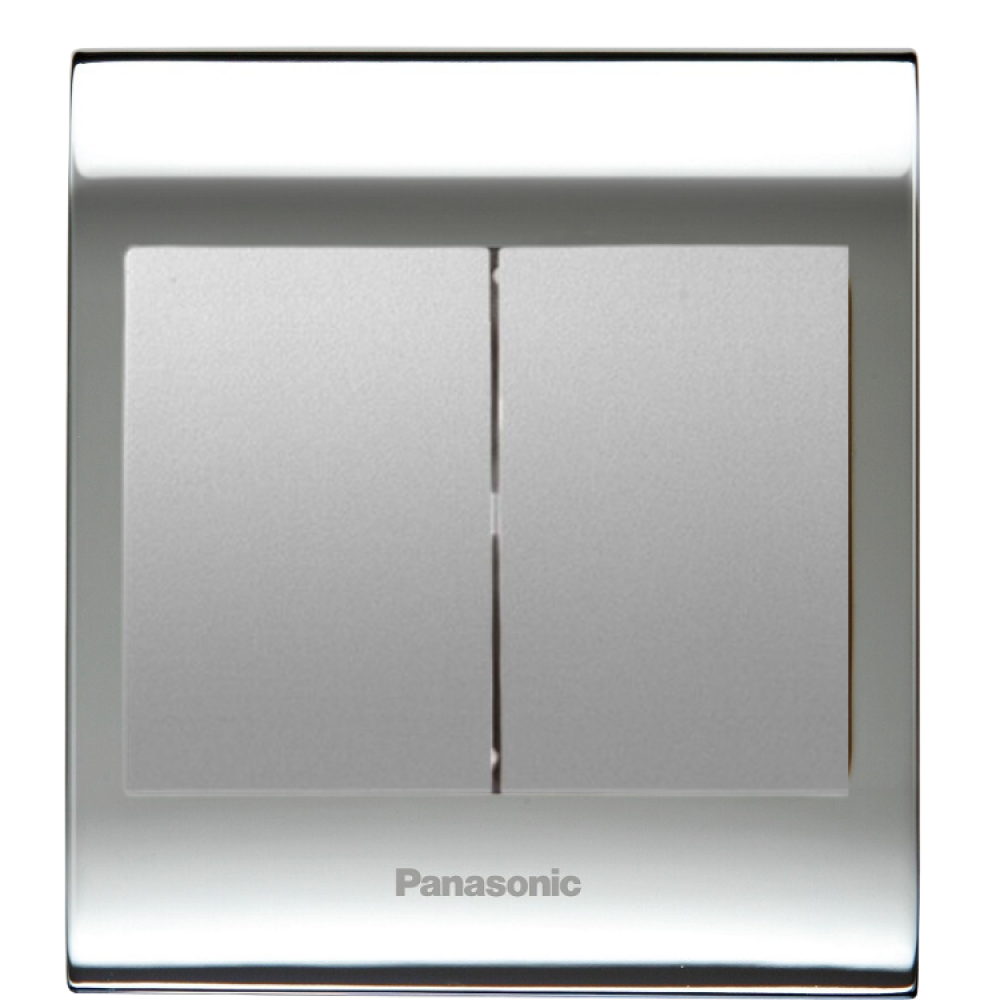 Viko Panasonic Thea Blu İkili Anahtar, Çerçeve Chrome+Beyaz, Kapak Metalik Beyaz